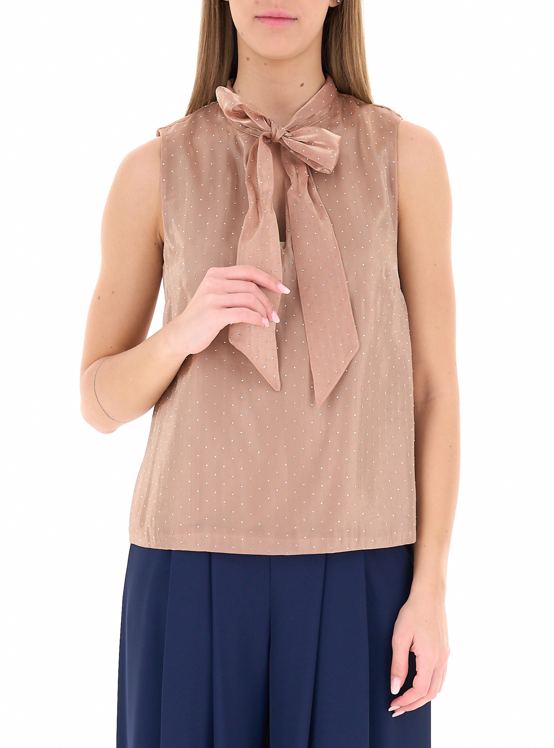 Blusa con strass BEIGE XS