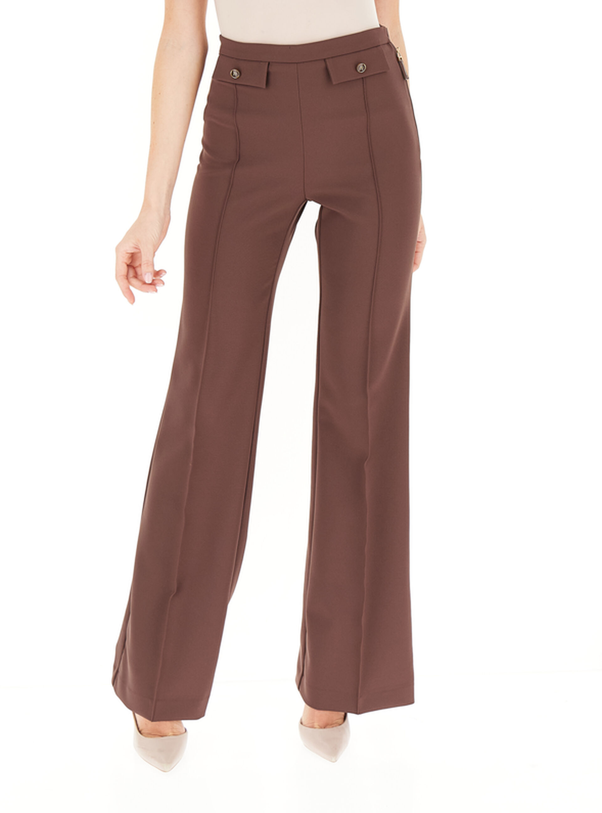 Pantalone flare MARRONE