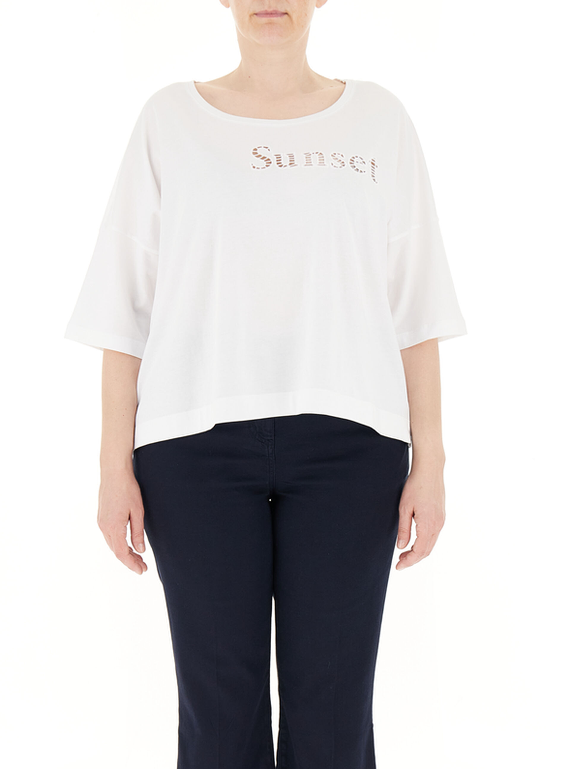 T-shirt con ricami BIANCO L