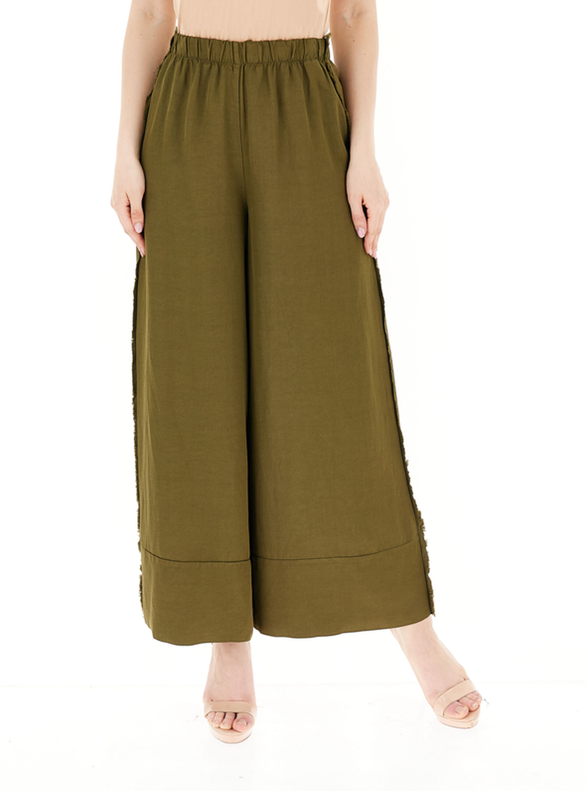 Pantalone misto lino VERDE MILITARE