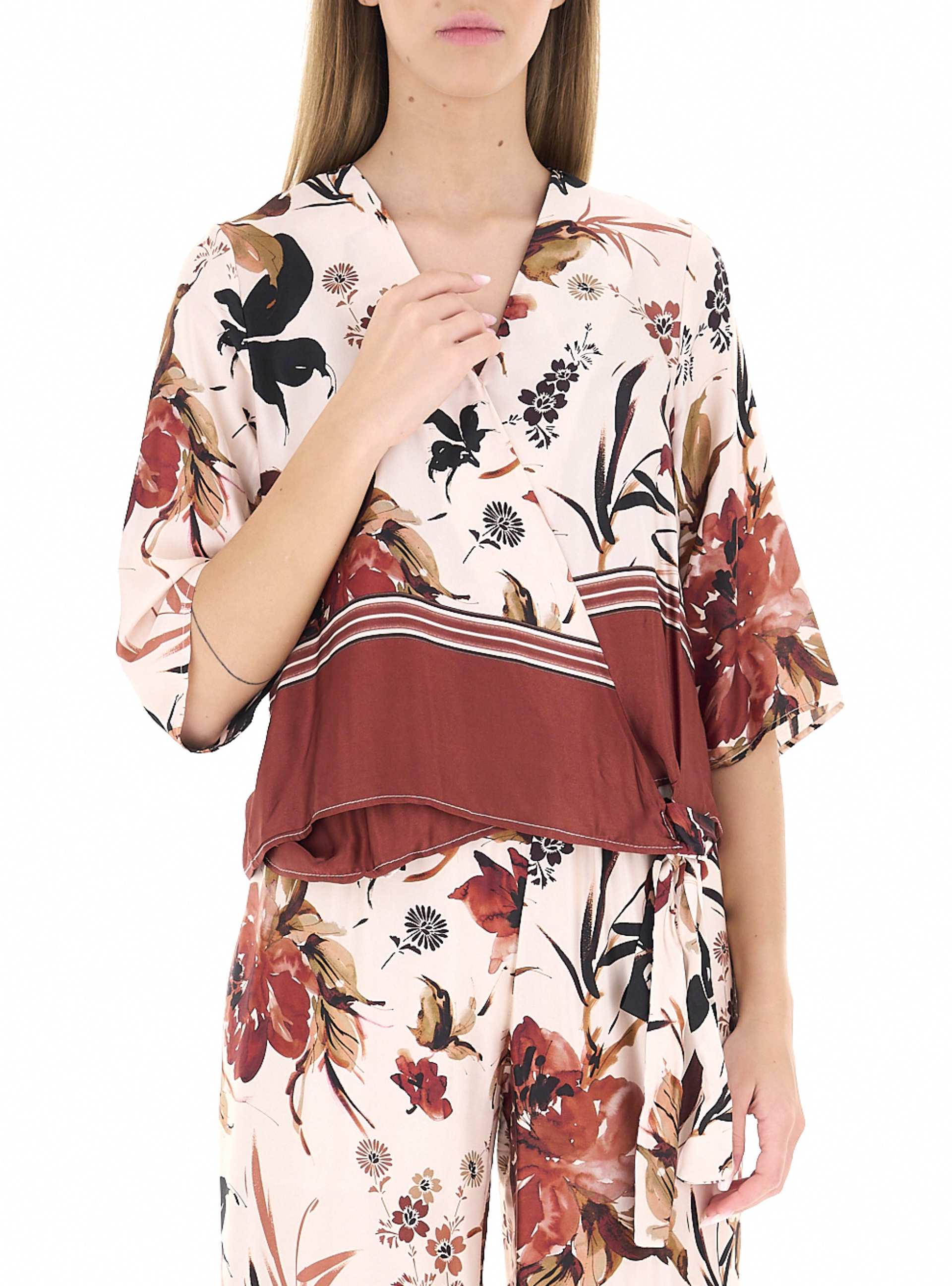 Blusa scollo a V TERRACOTTA