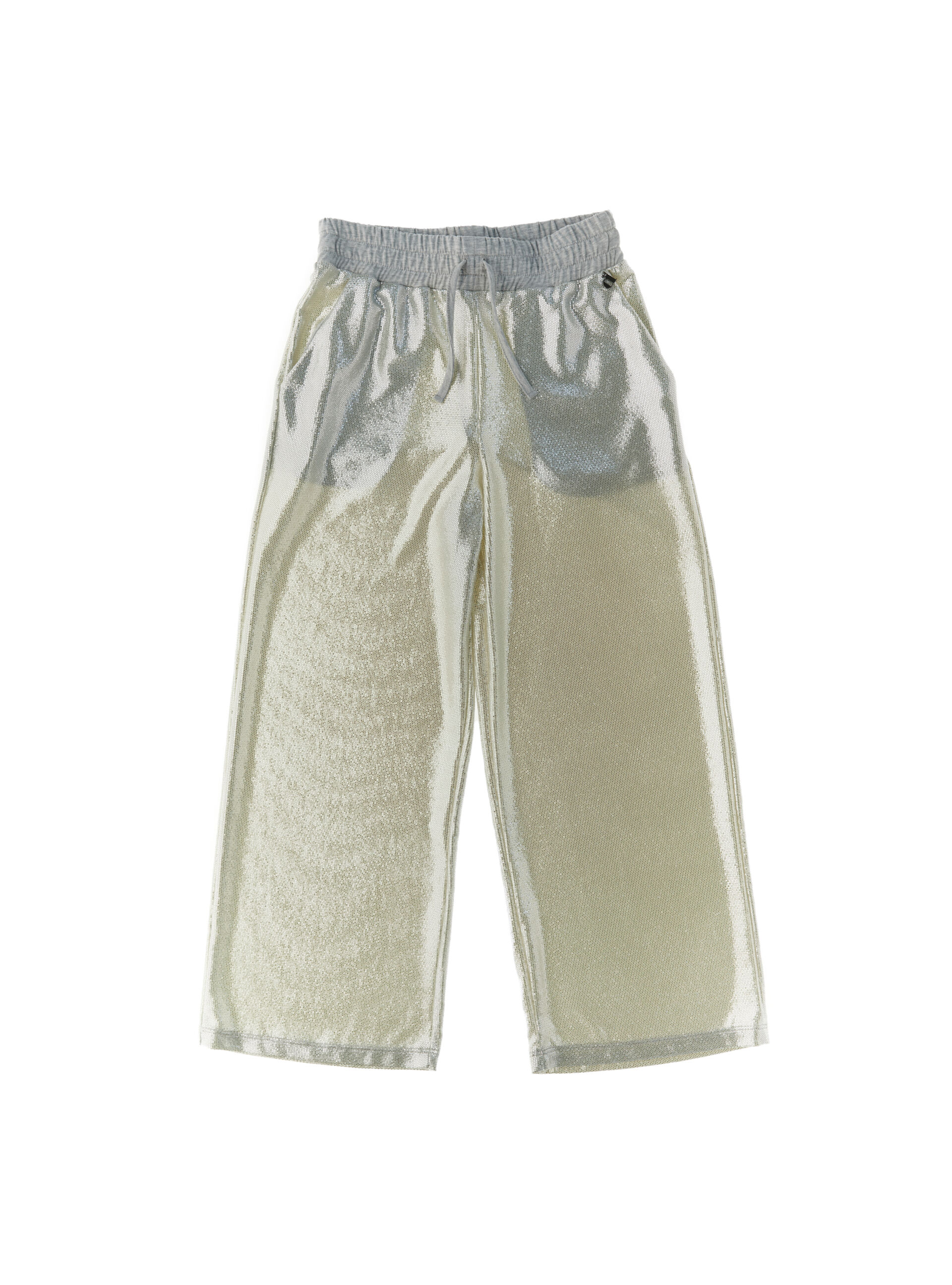 Pantalone tessuto a specchietti ARGENTO