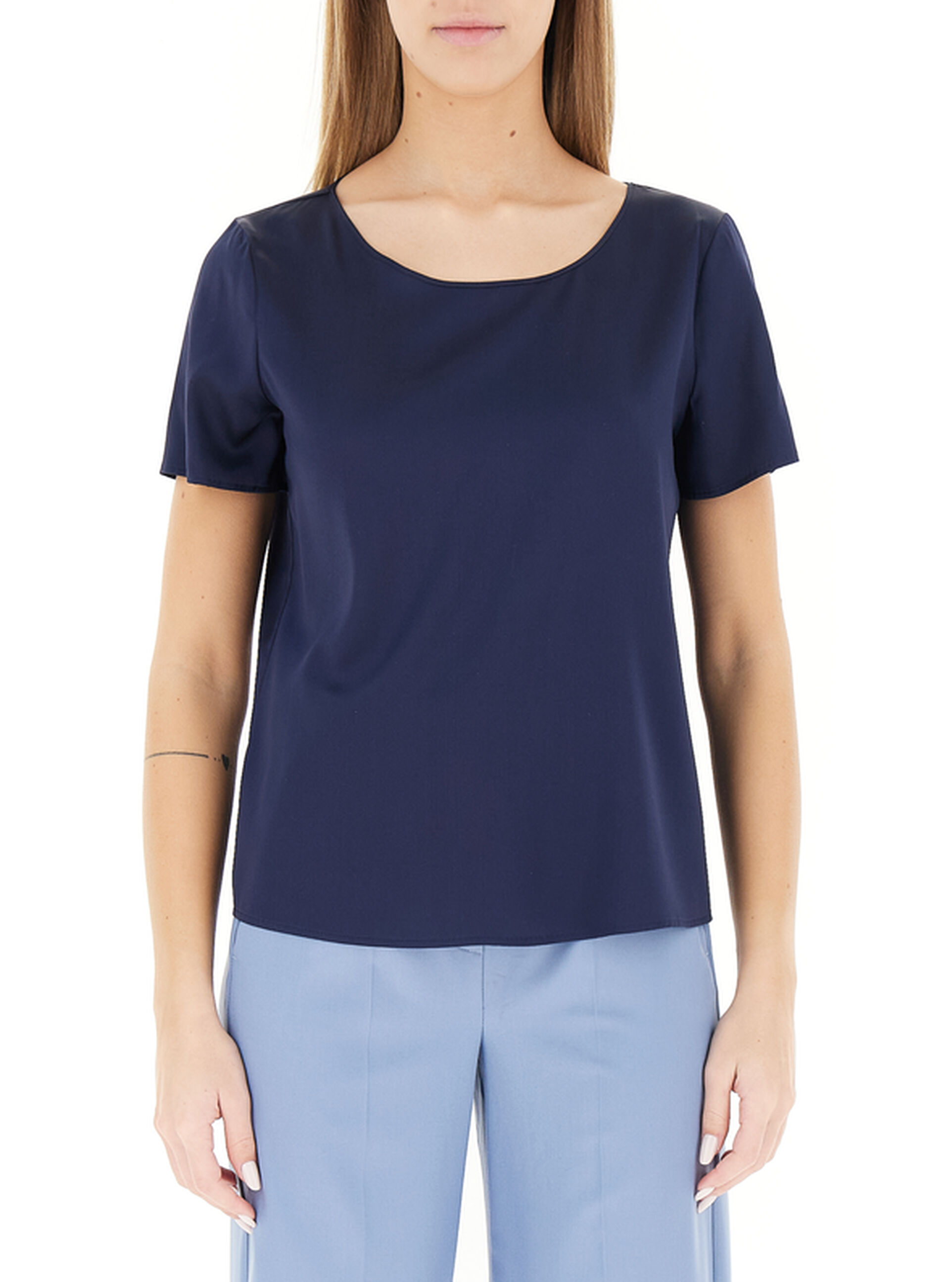 Blusa in satin BLU NAVY 40
