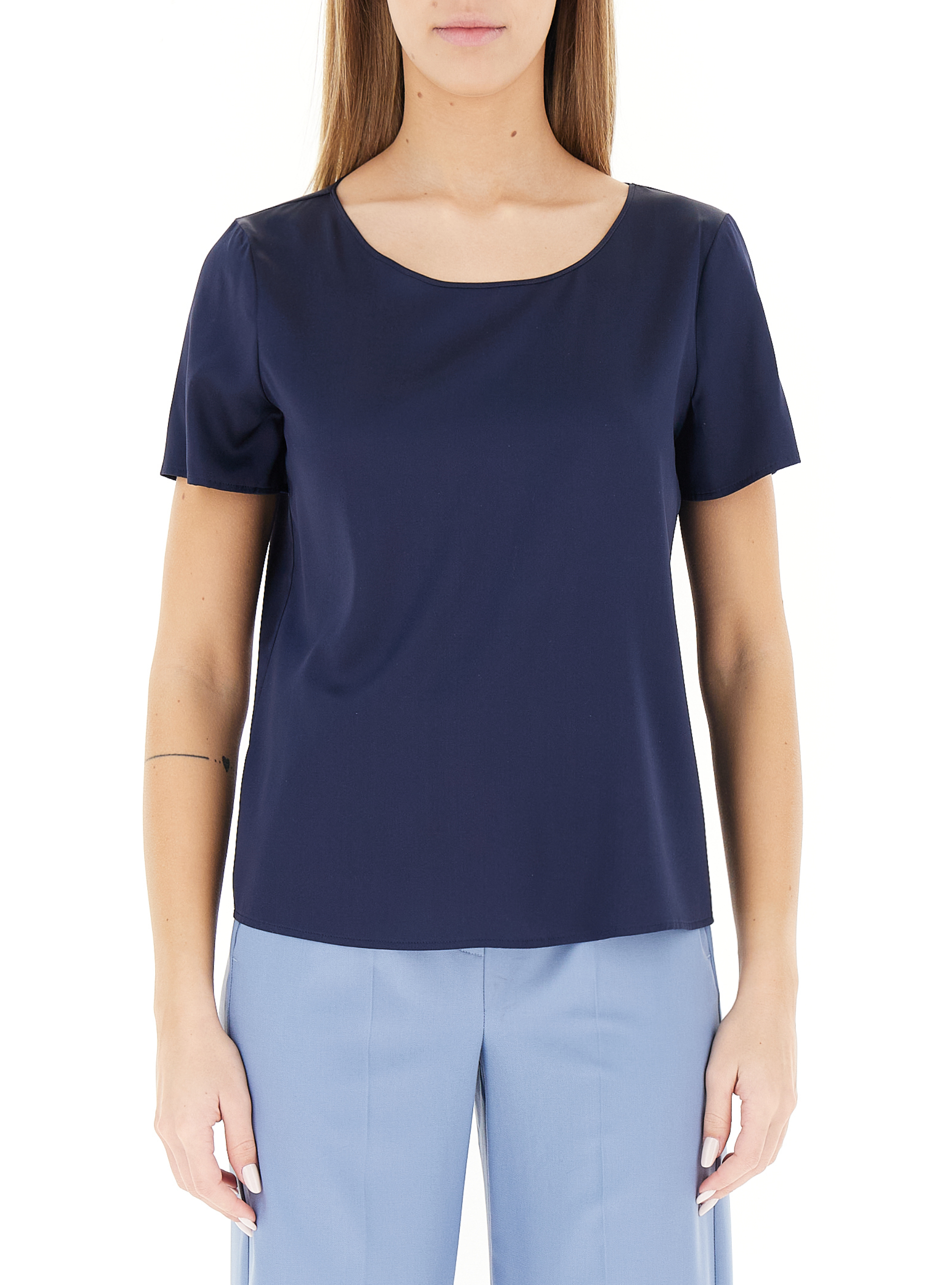 Blusa in satin BLU NAVY 40