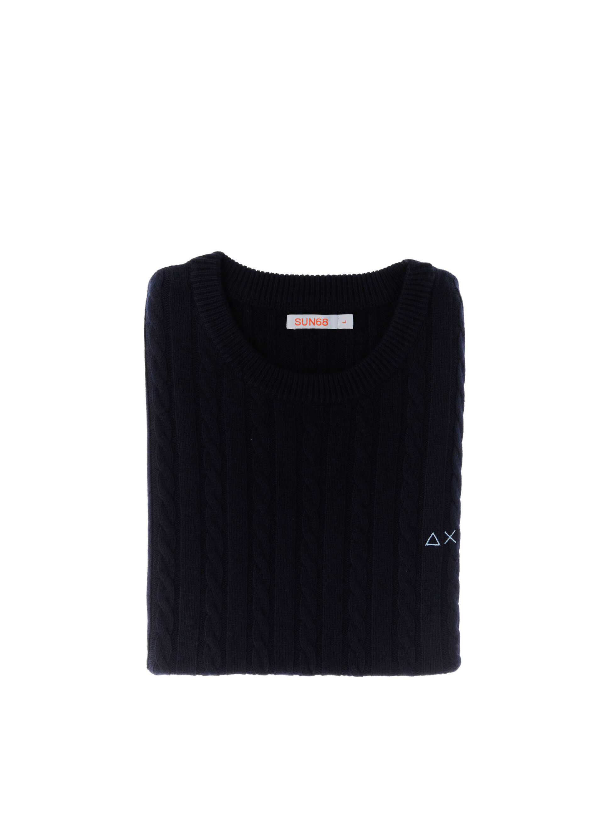 SUN68 Maglione a trecce BLU