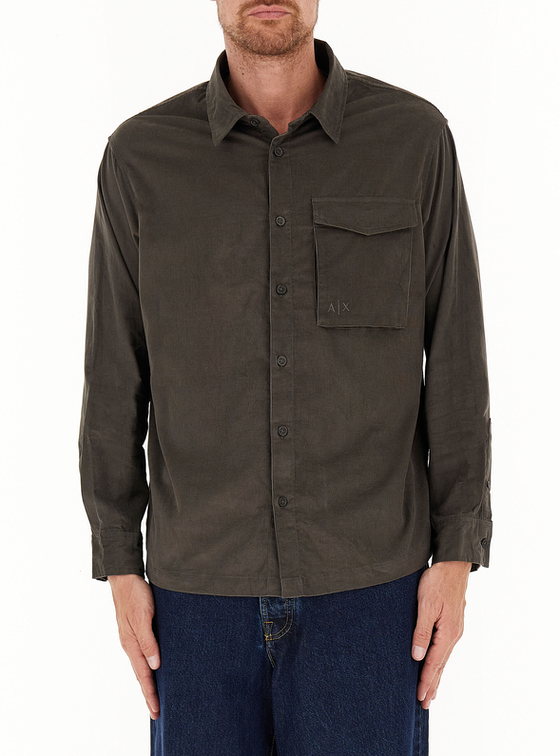 Camicia in velluto VERDE L