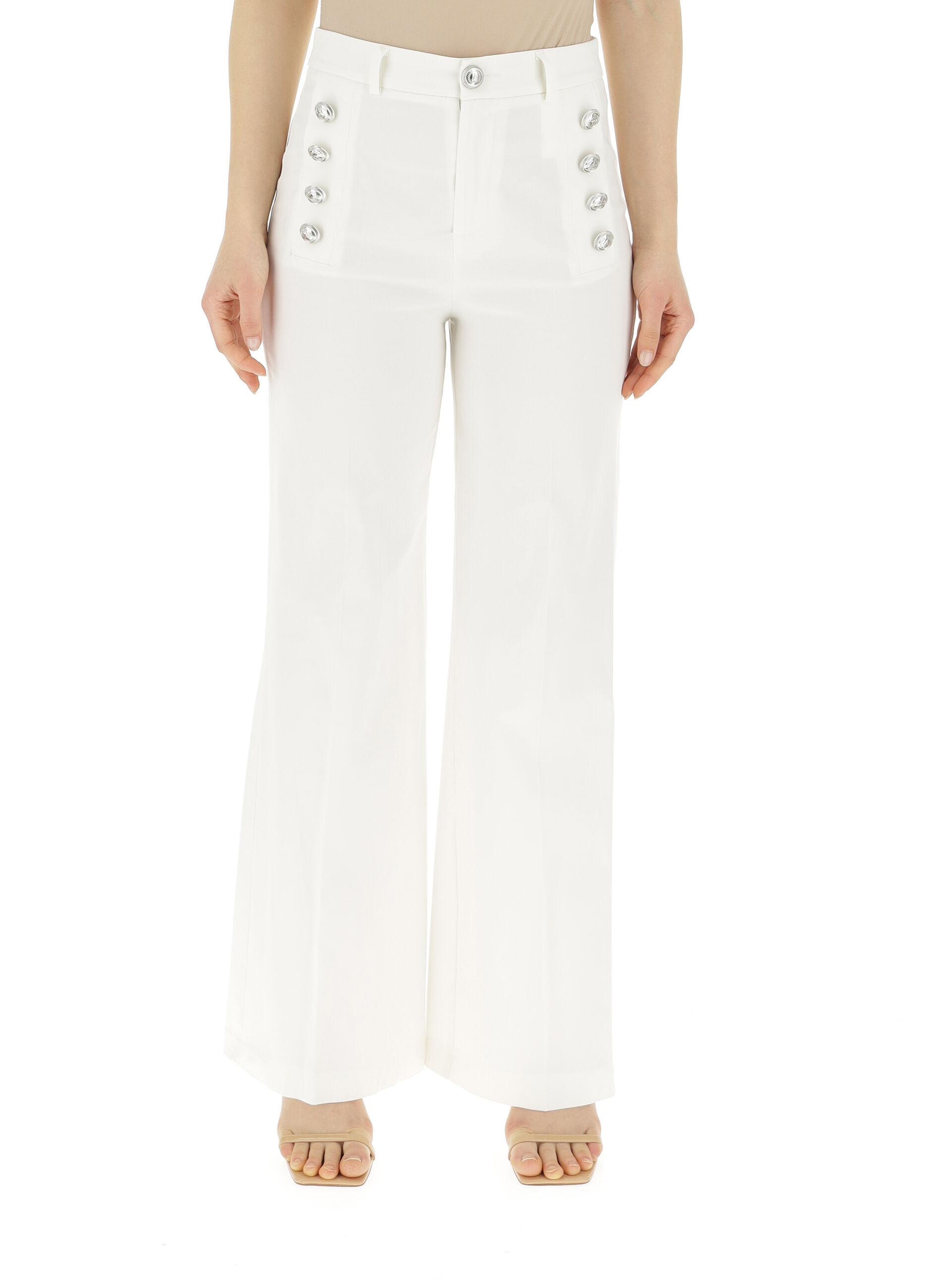 VICOLO Pantalone vita alta BIANCO