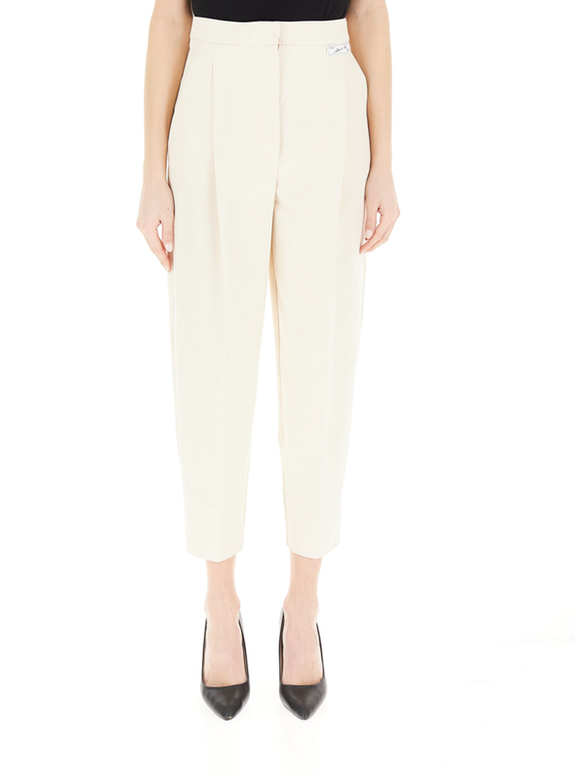 Pantalone pinces cotone AVORIO