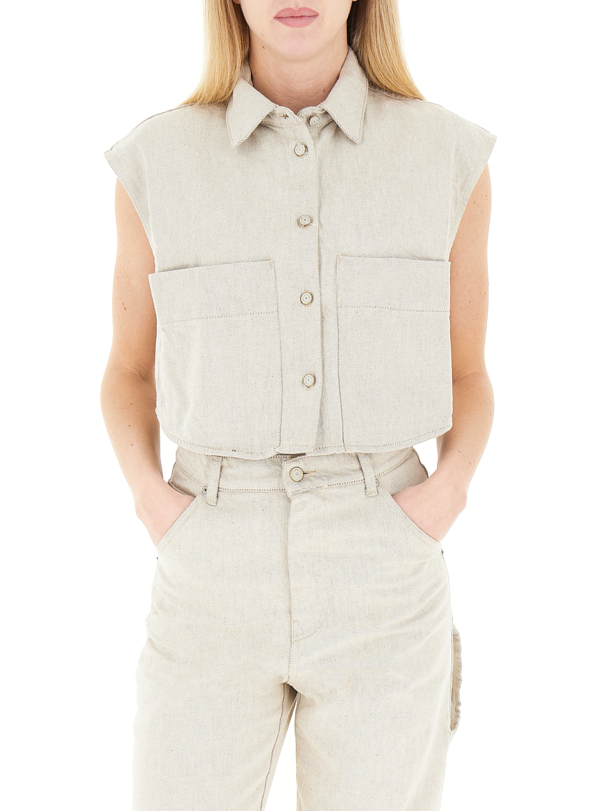 Gilet in cotone GRIGIO CHIARO S