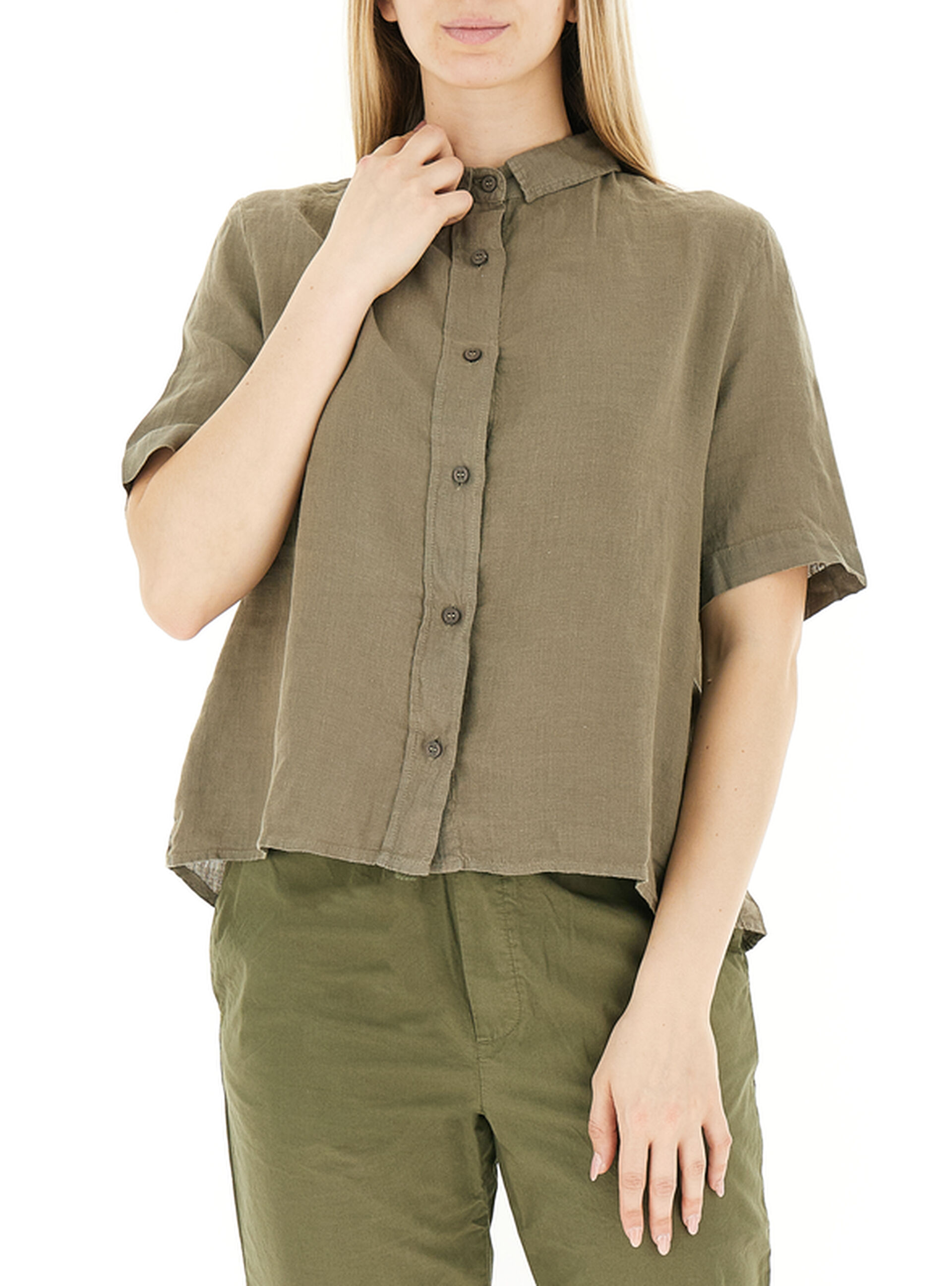 Camicia in lino VERDE MILITARE