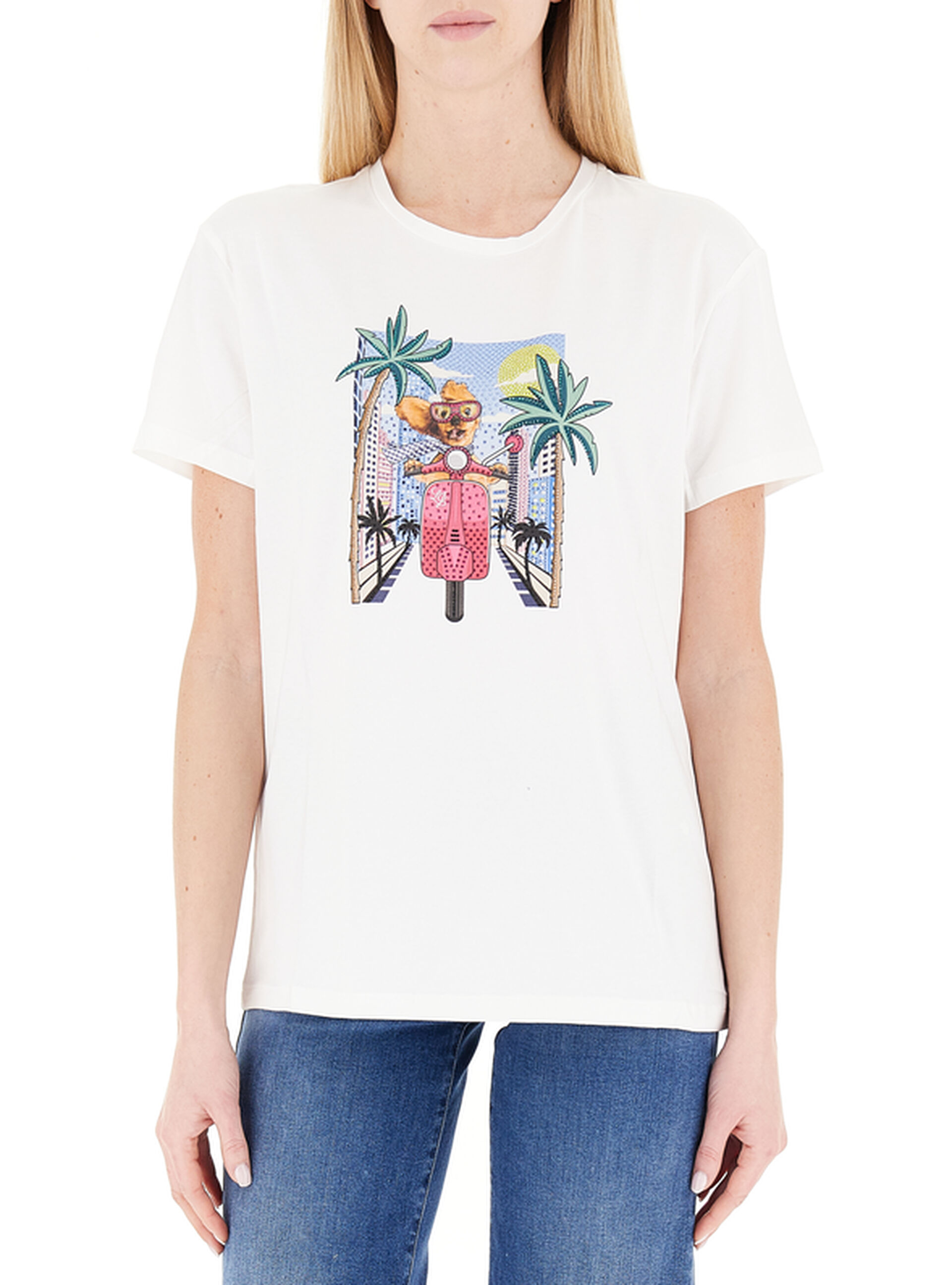 T-shirt con strass LIU JEANS BIANCO S