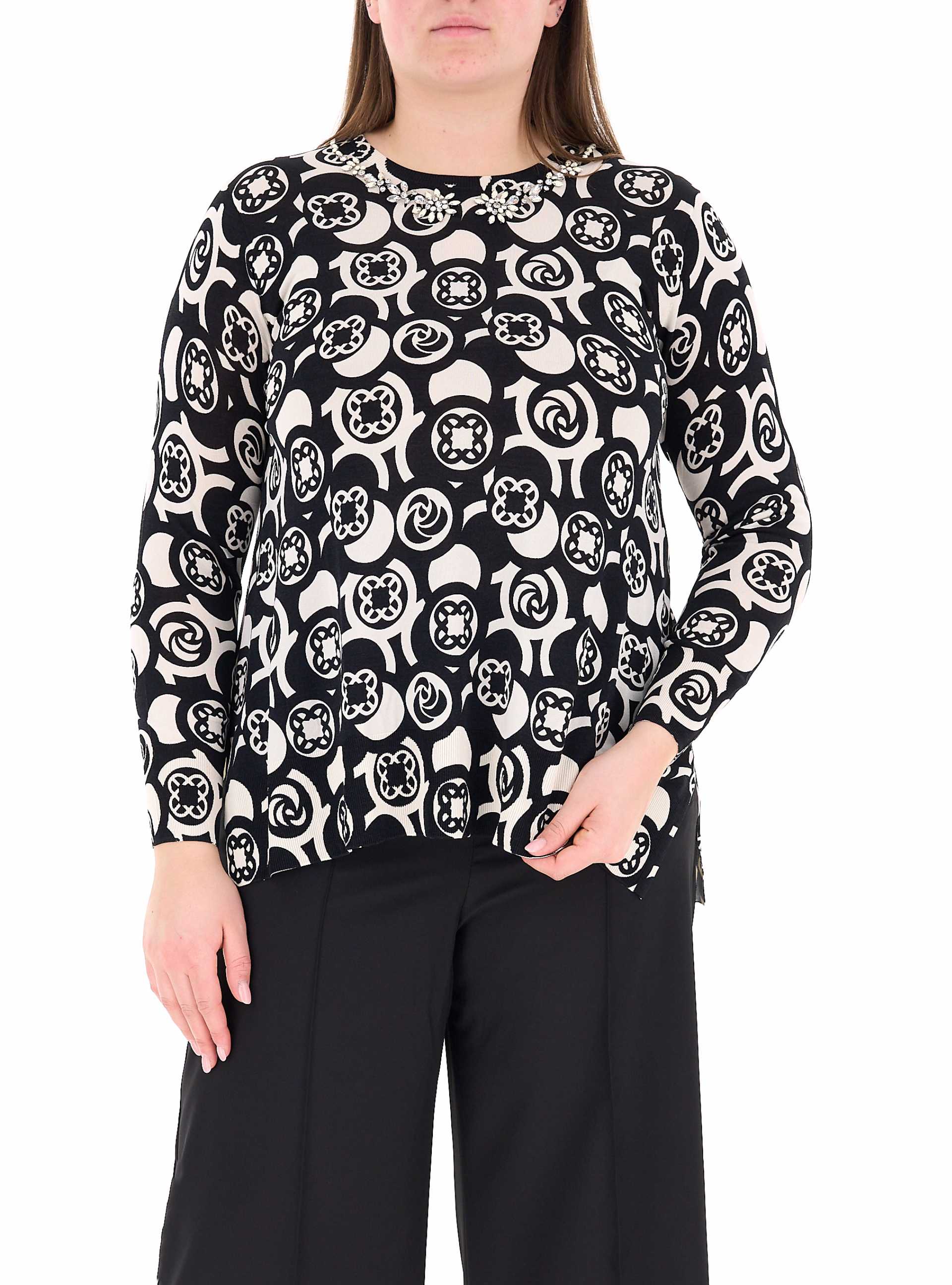 ELENA MIRO' Maglia con strass NERO