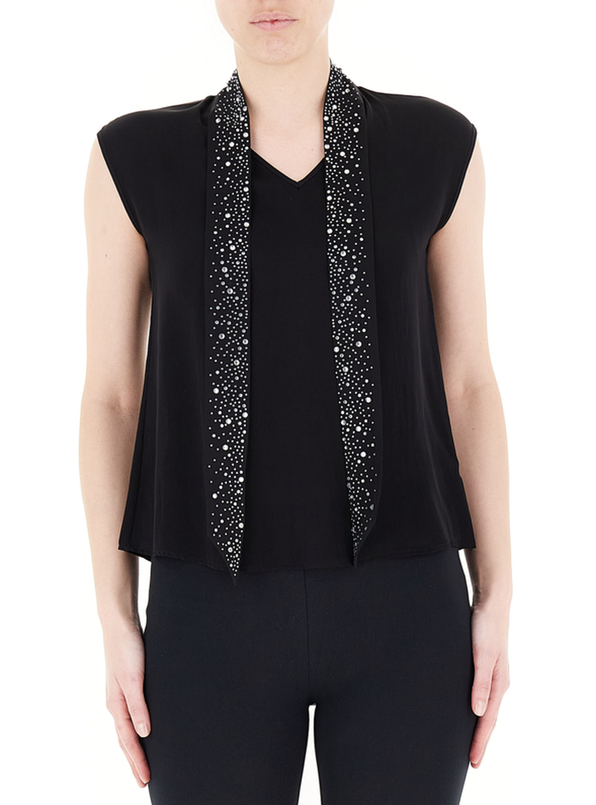 FRACOMINA Blusa smanicata NERO