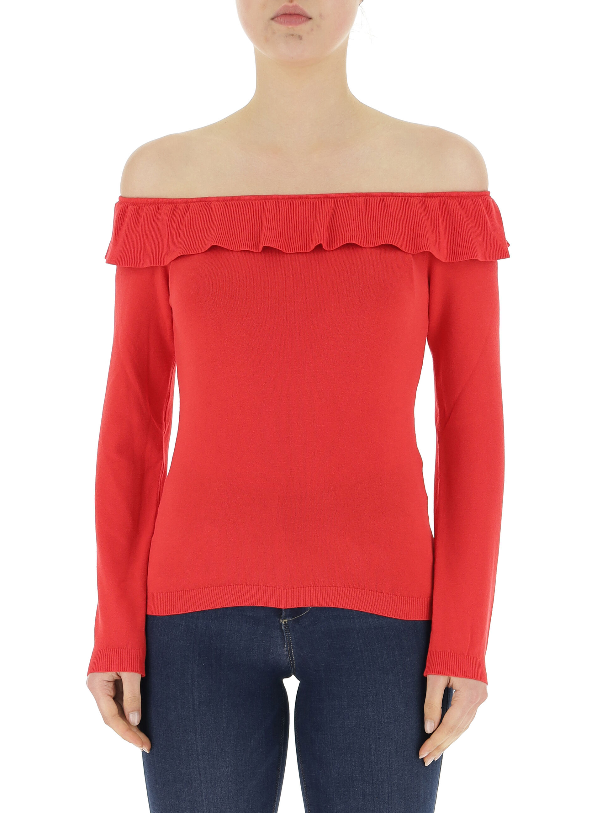 VICOLO Maglia con volant ROSSO UNI