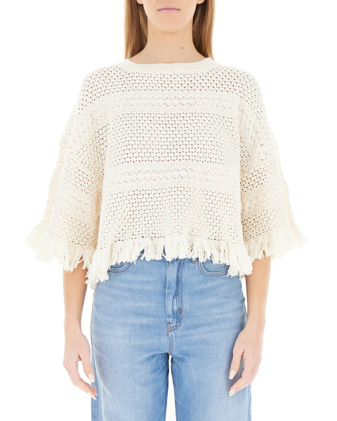 Maglia cropped frange