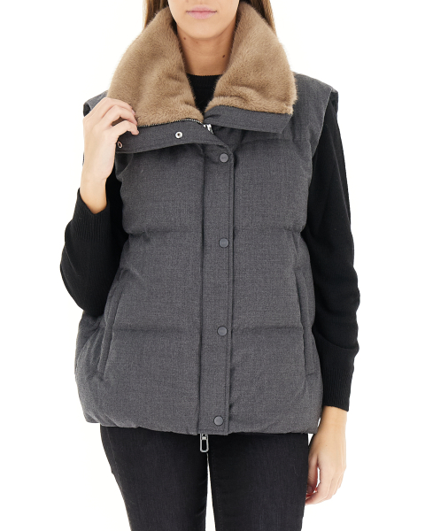 Piumino smanicato lana