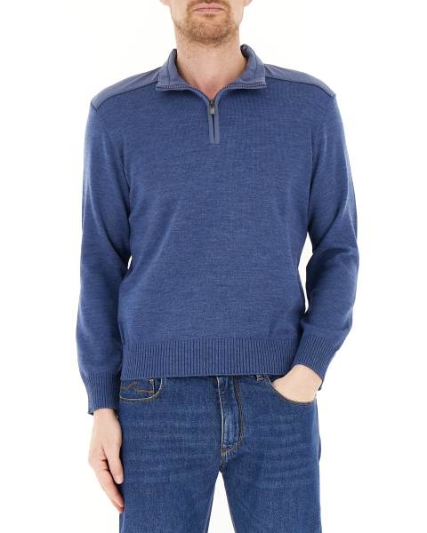 Maglione lana mezza zip