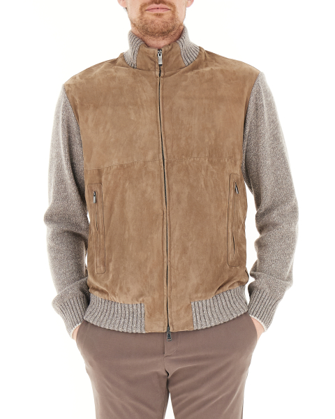 Giacca lana cashmere pelle