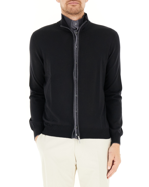 Cardigan con zip e bottoni