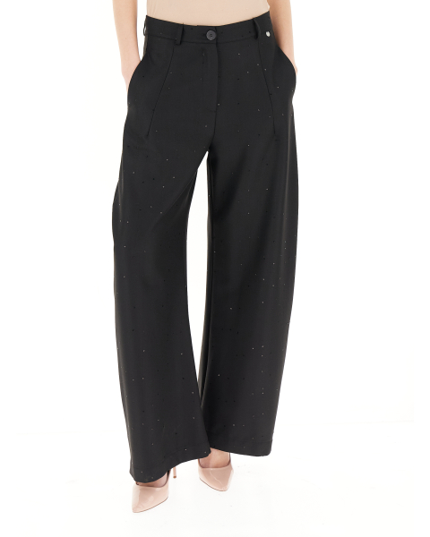 Pantalone strass wide leg