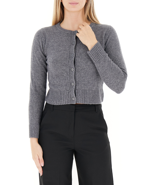 Cardigan cropped misto lana