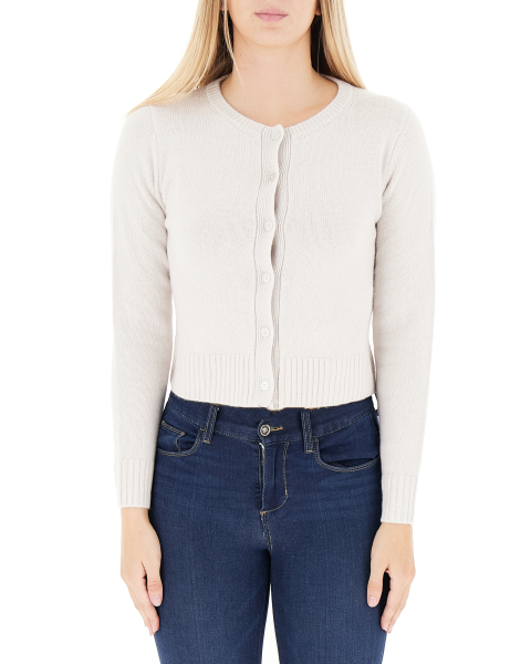 Cardigan cropped misto lana