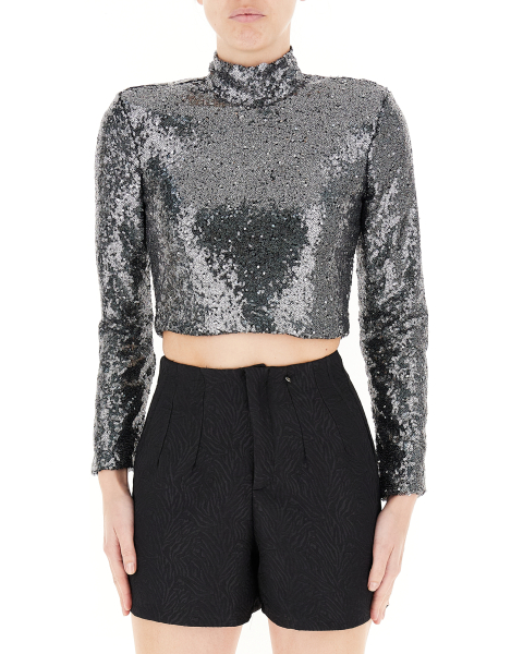 Maglia cropped paillettes