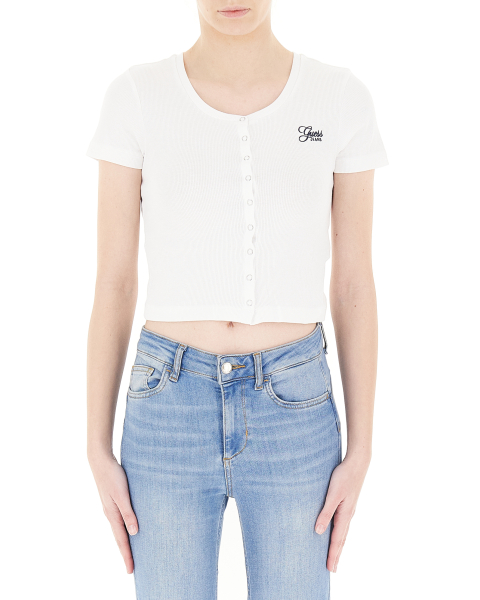 Maglia cropped costine