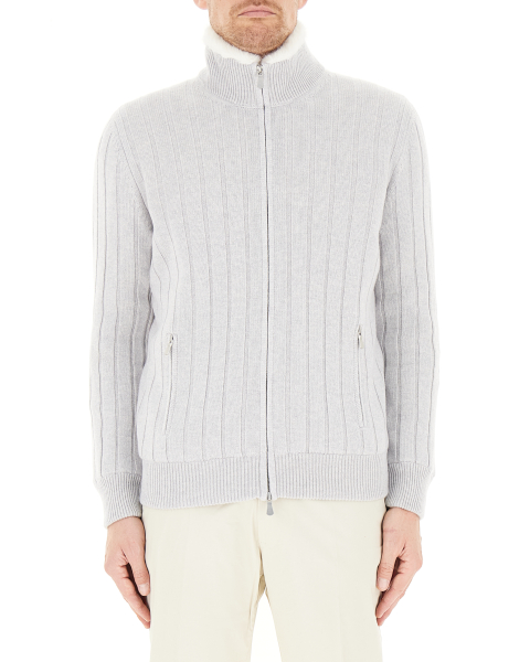 Cardigan con fodera finta pelliccia