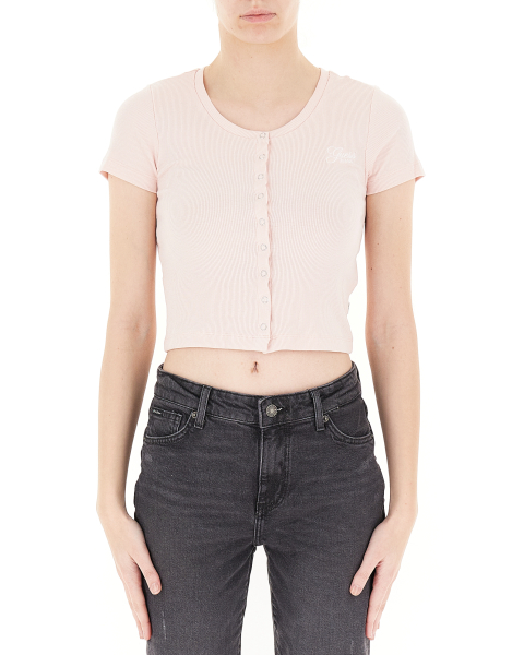 Maglia cropped costine