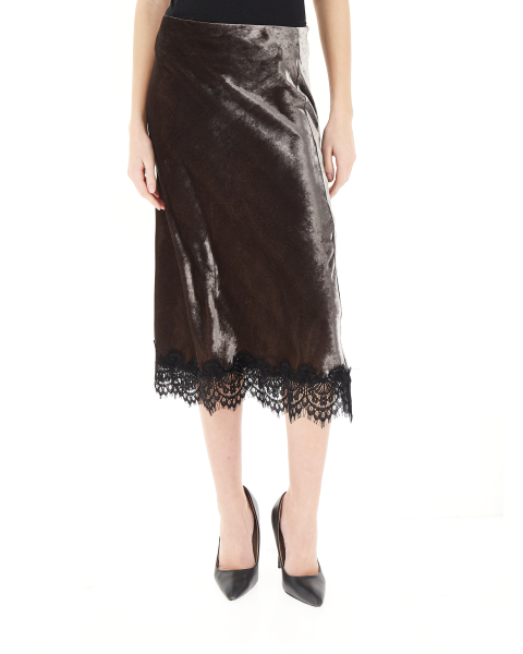 Gonna velluto pizzo