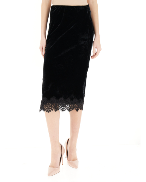 Gonna velluto pizzo