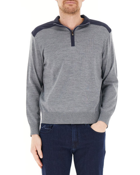 Maglione lana mezza zip