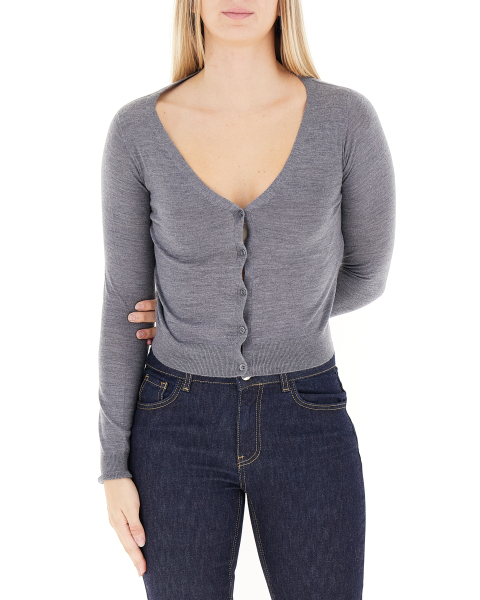 Cardigan cropped lana