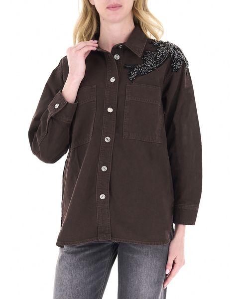 Giacca overshirt con strass