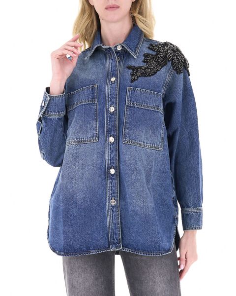 Giacca overshirt con strass