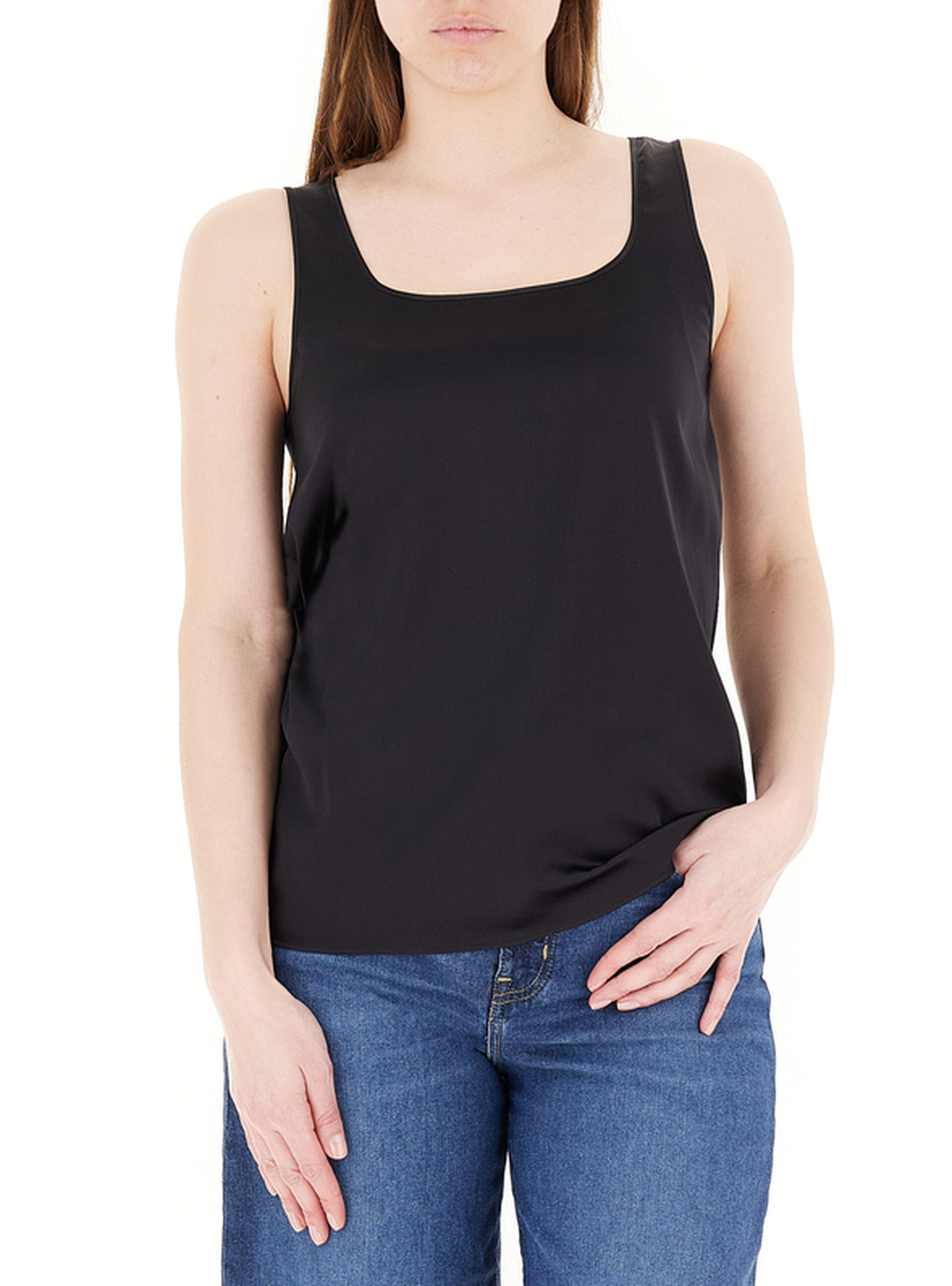 Seta Canotta Intima Nera Canotta Donna Oscalito In Maglia Rasata Di Pura  Seta E Profili In Raso