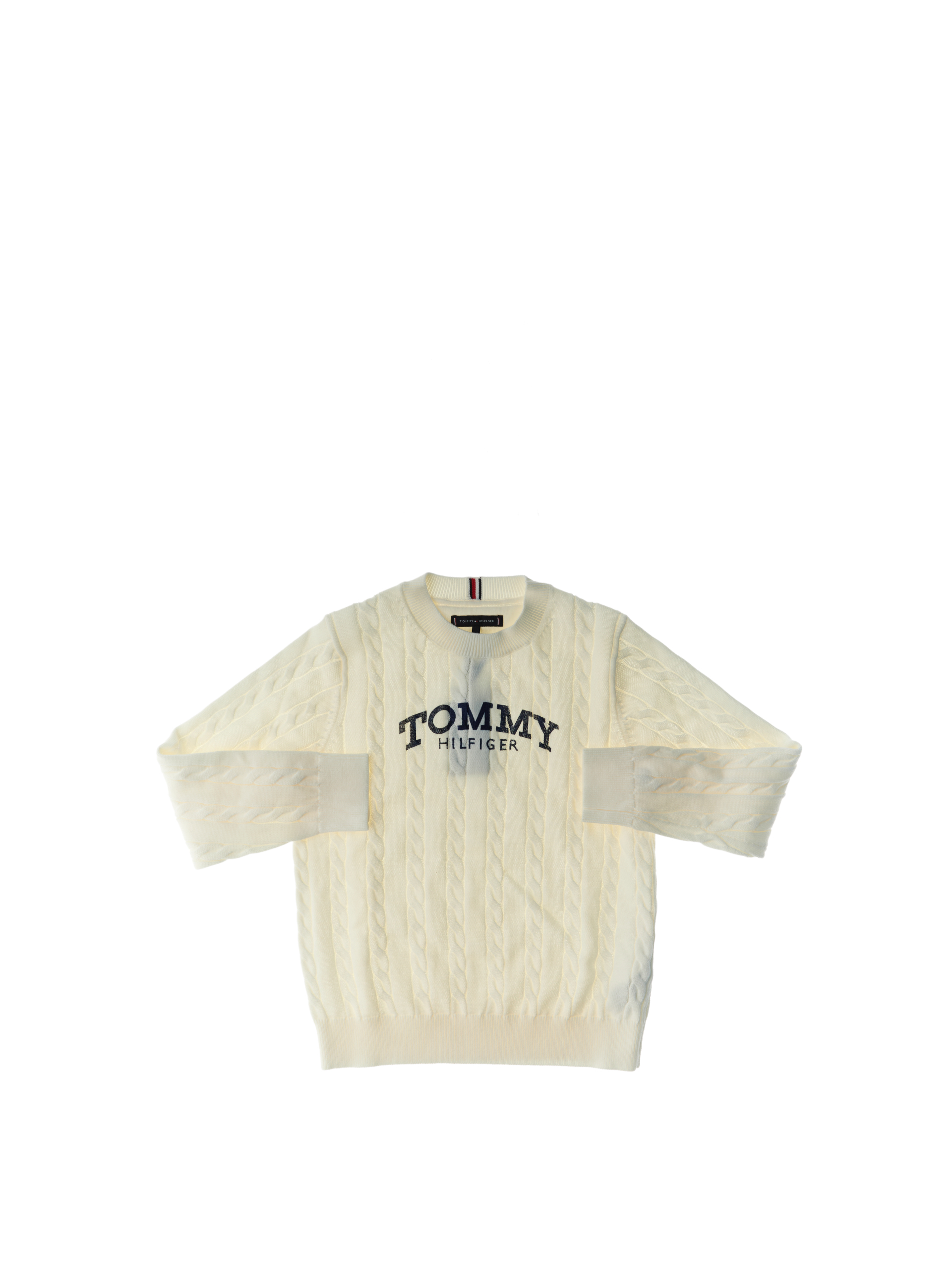 Maglione cotone trecce BURRO