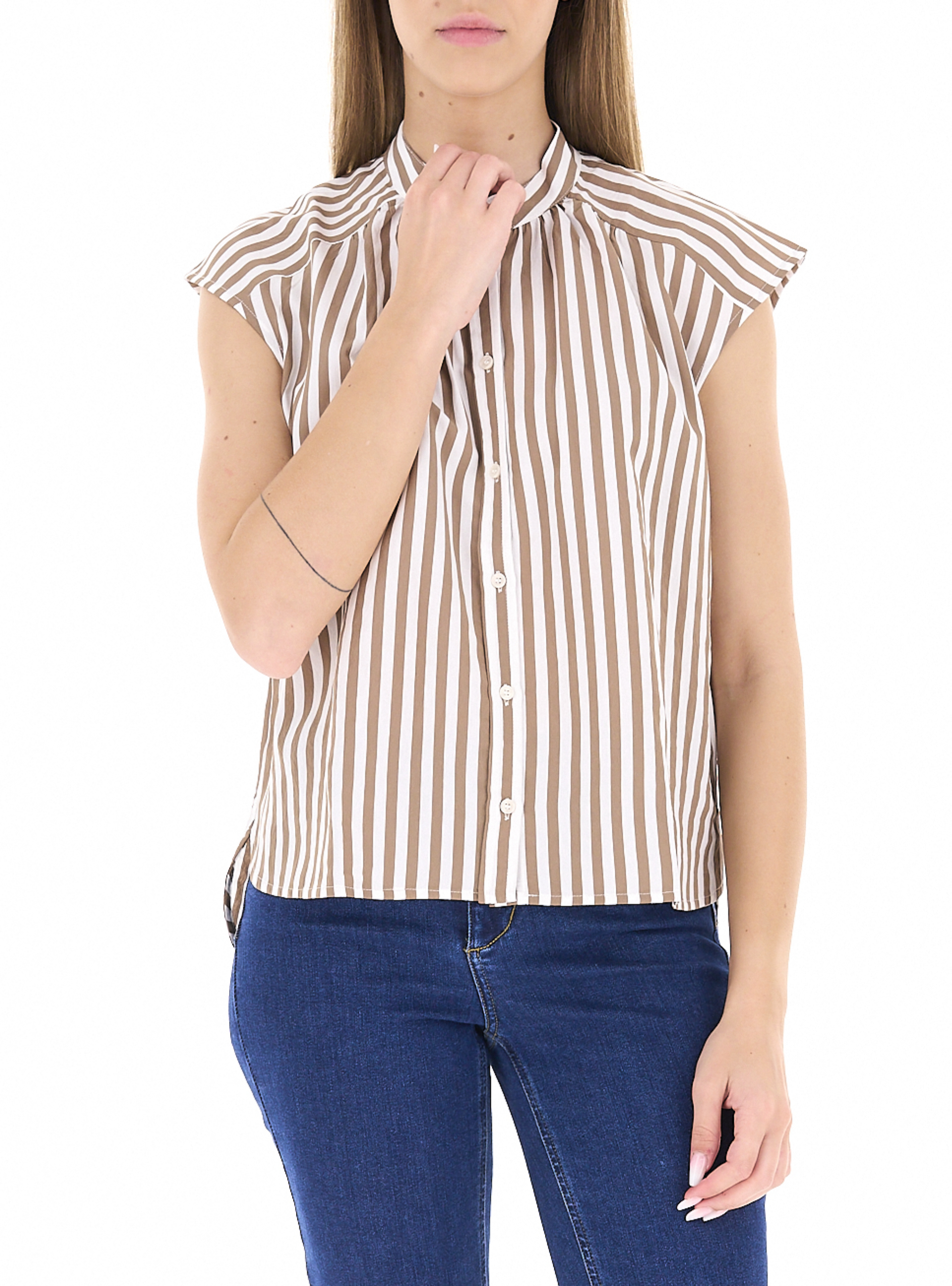 Camicia a righe NOCCIOLA 48