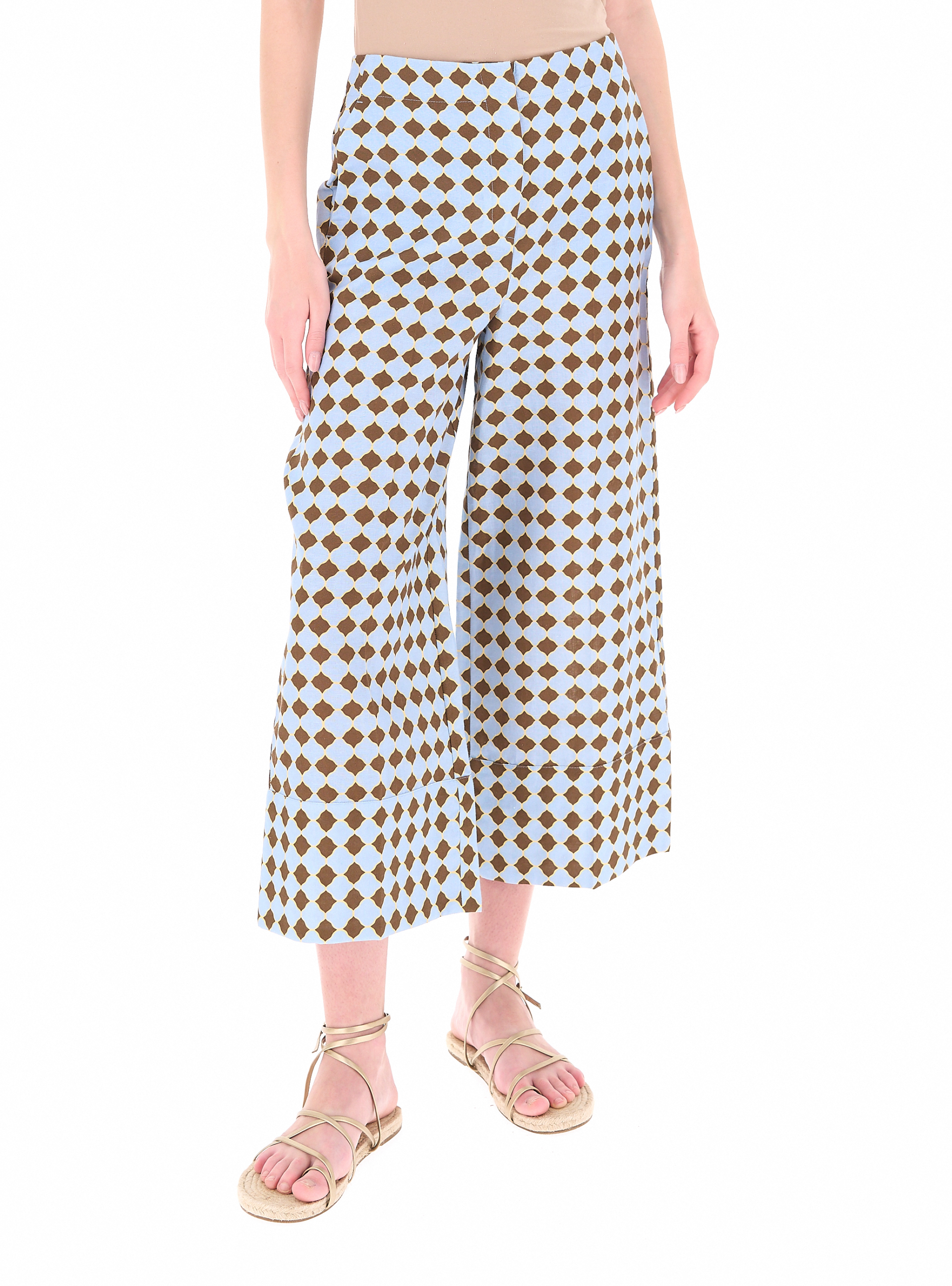 Pantalone misto lino AZZURRO POLVERE