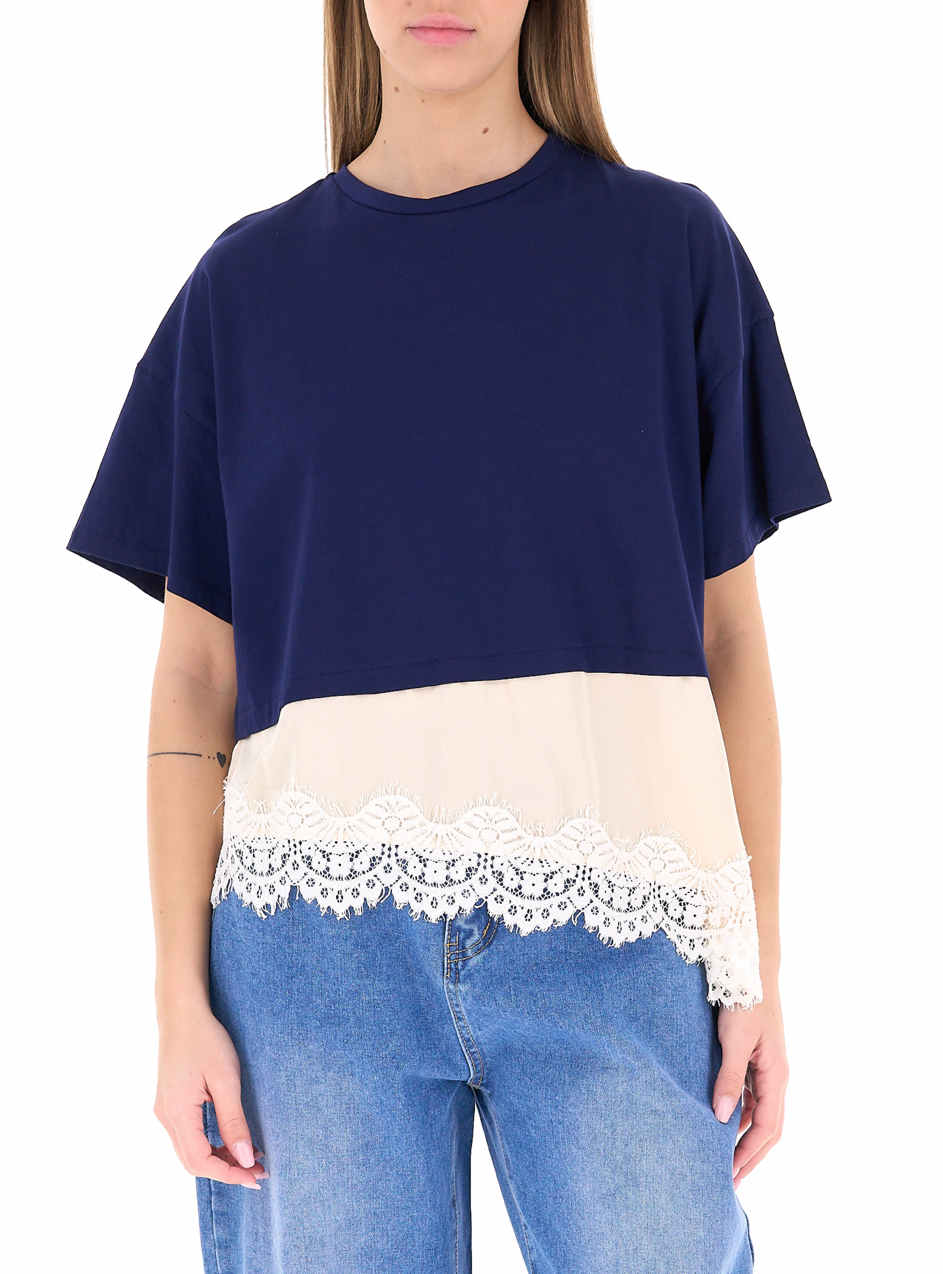 T-shirt girocollo BLU NAVY UNICA