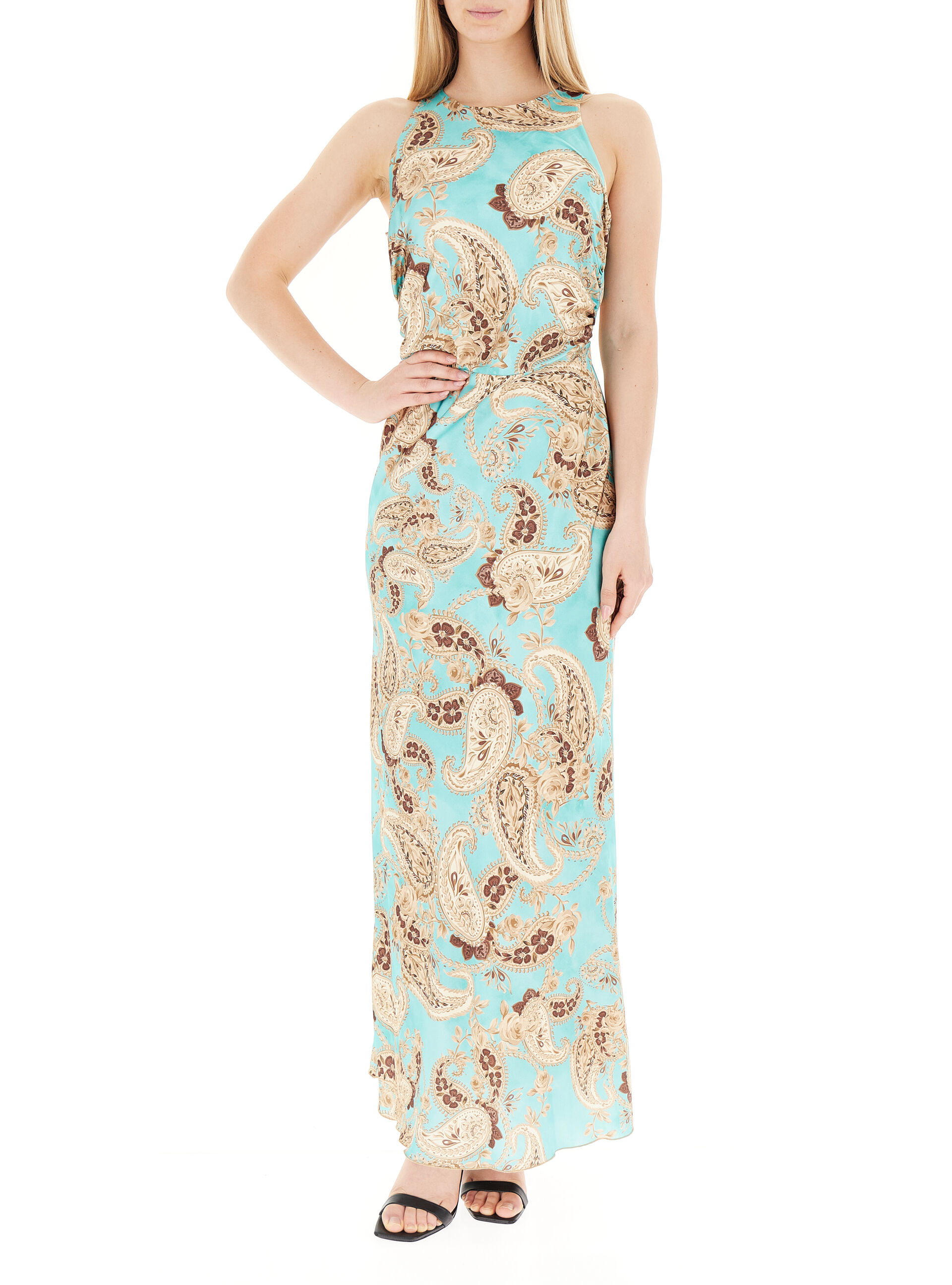 Abito halter lungo TURCHESE L