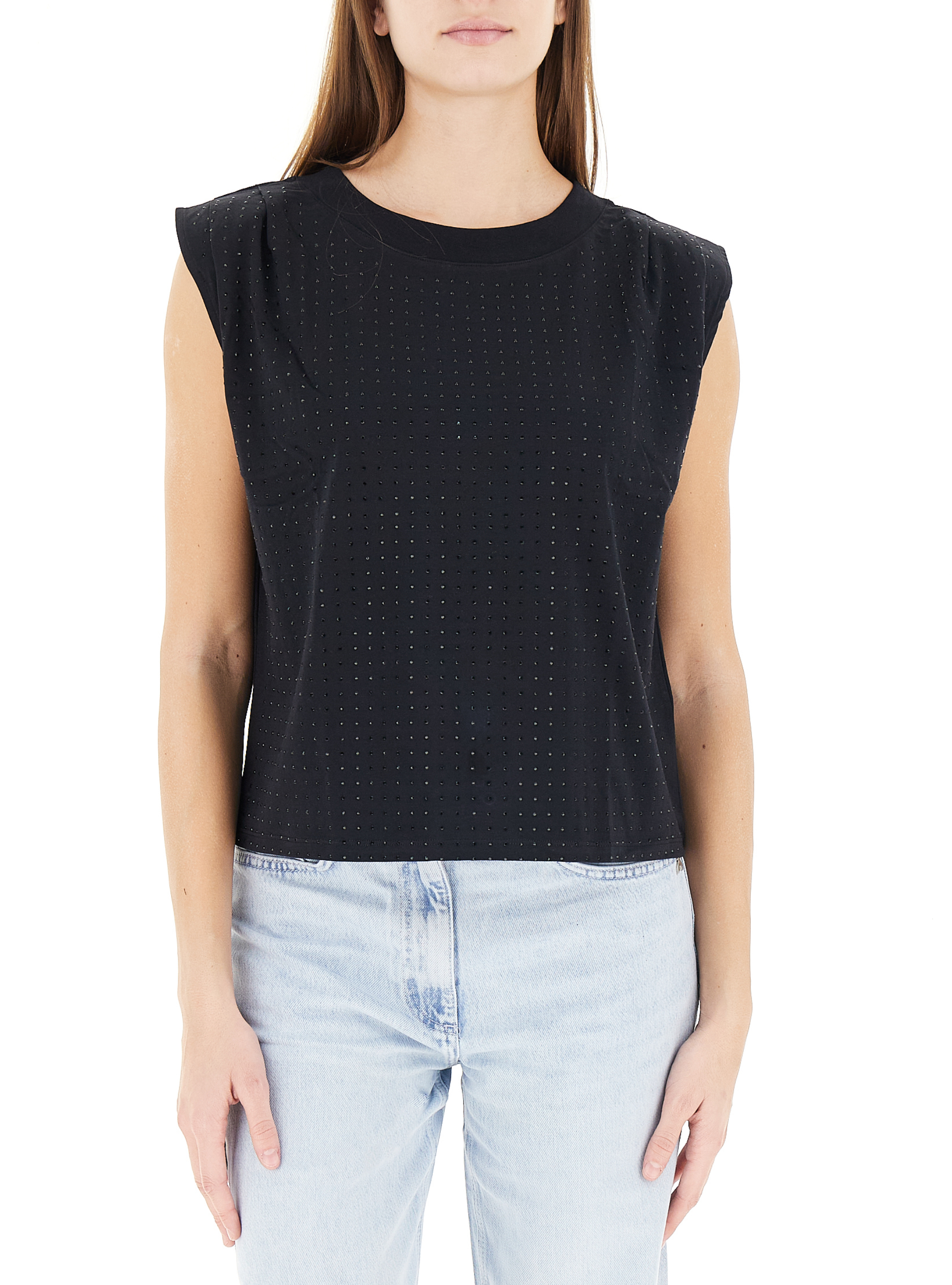 T-shirt con strass NERO