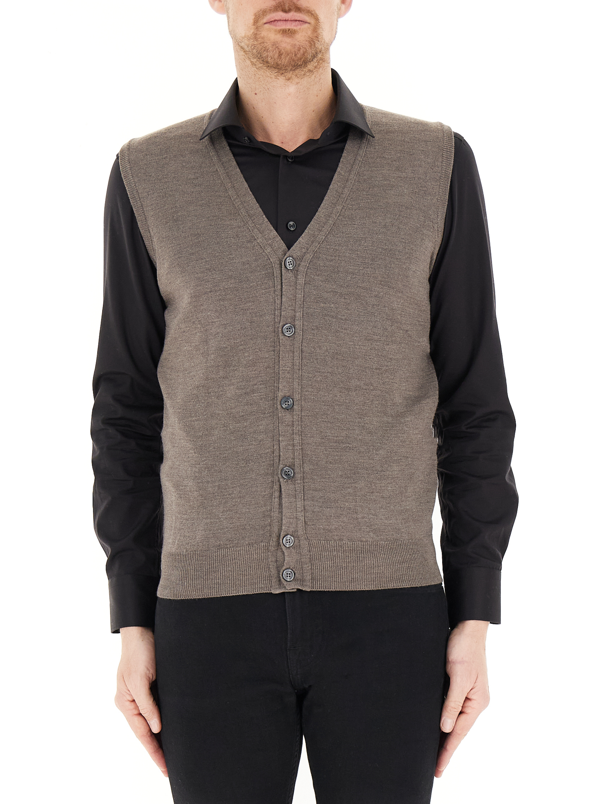 PREMODE Gilet lana merino TORTORA
