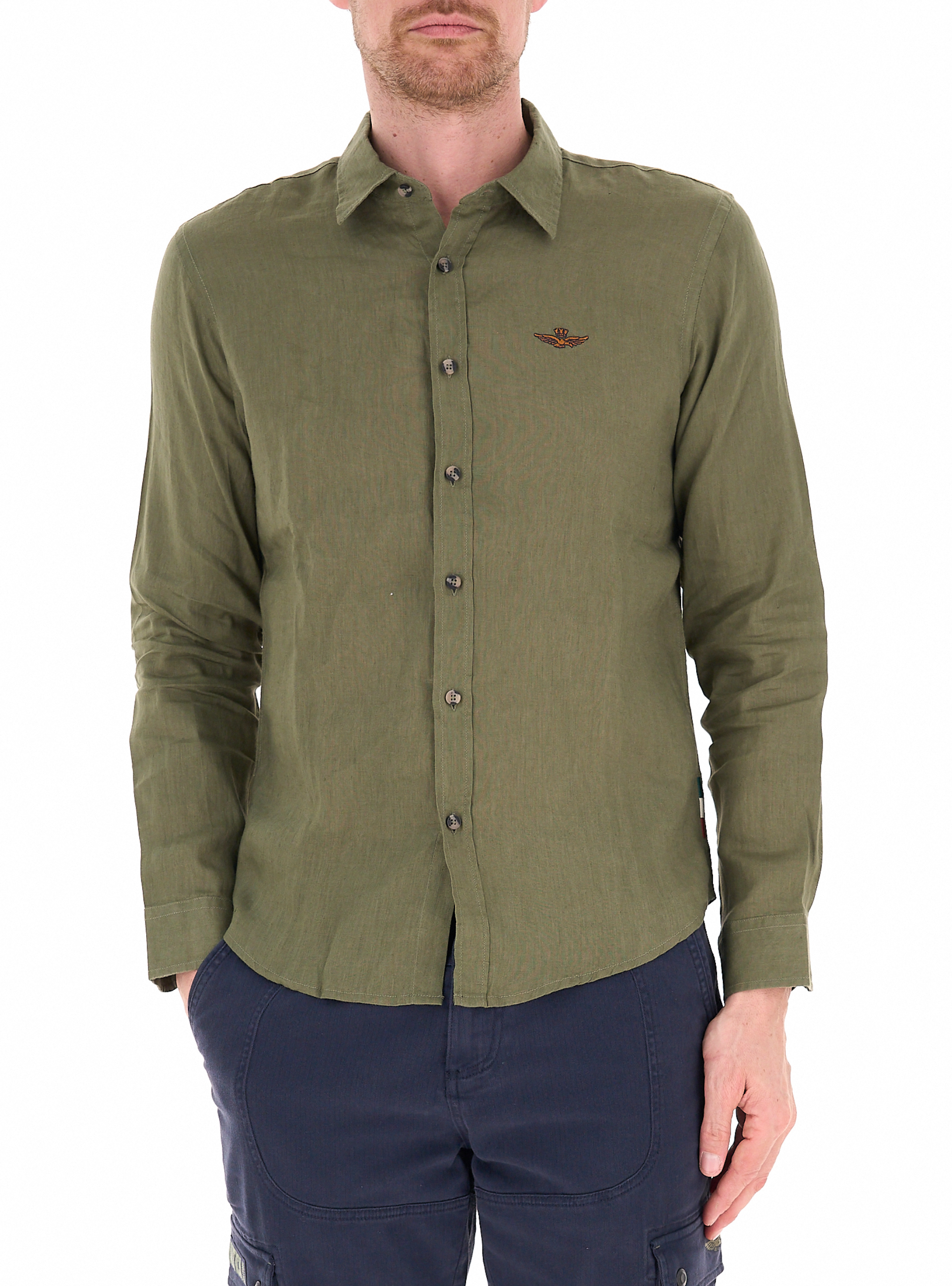 Camicia in lino VERDE MILITARE M