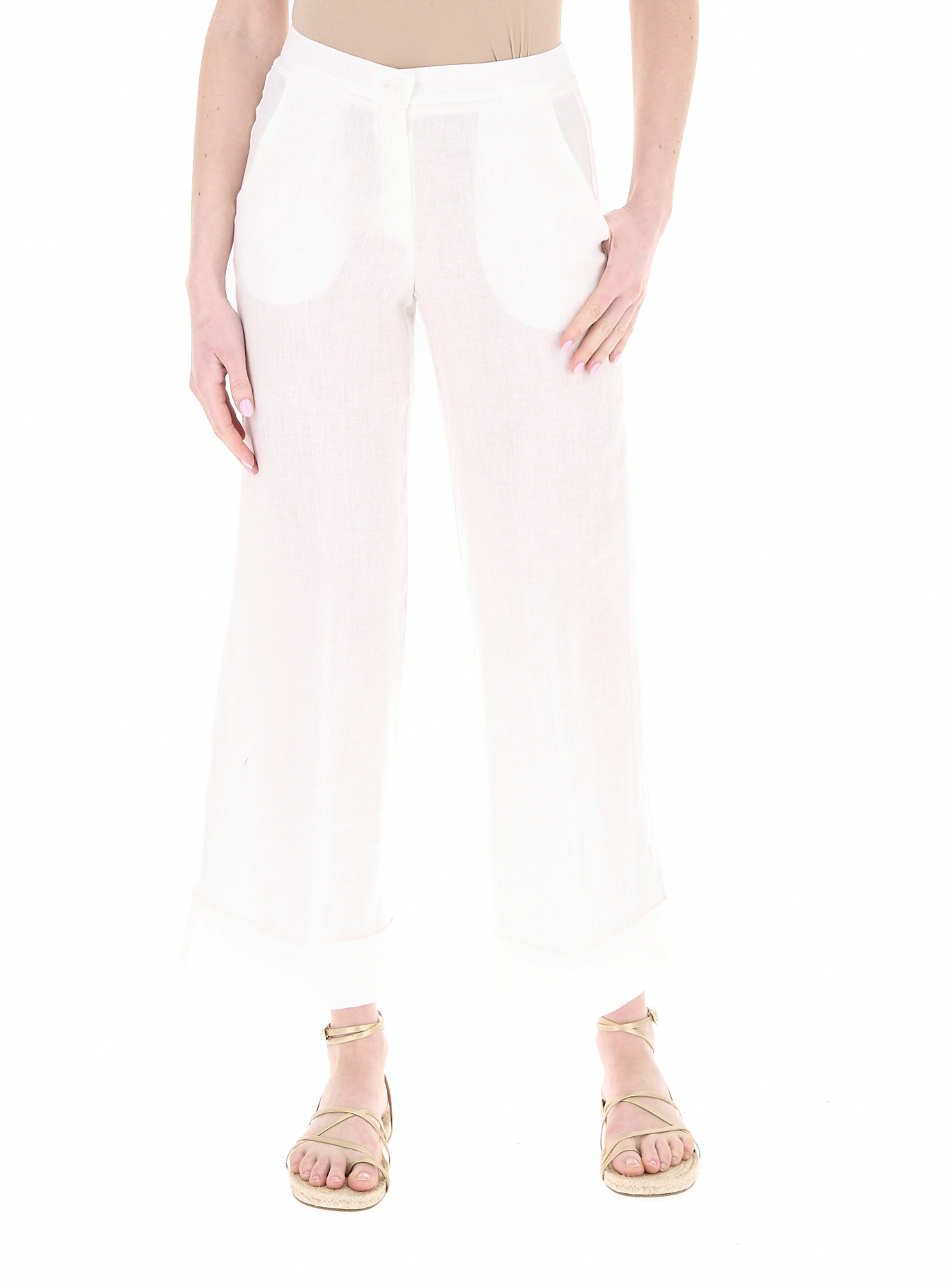 LINKS Pantalone in lino PANNA