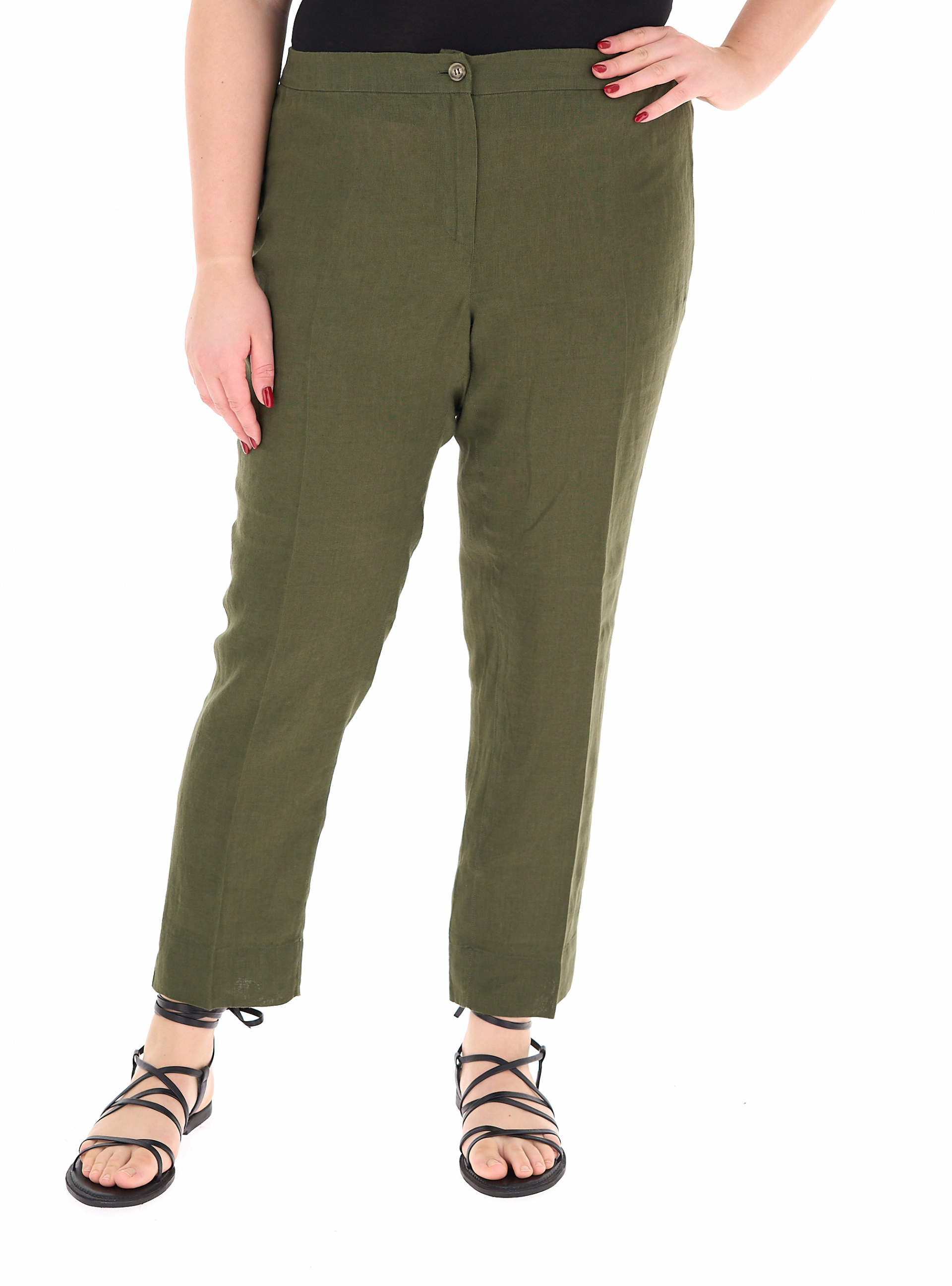 Pantalone in lino VERDE OLIVA 21