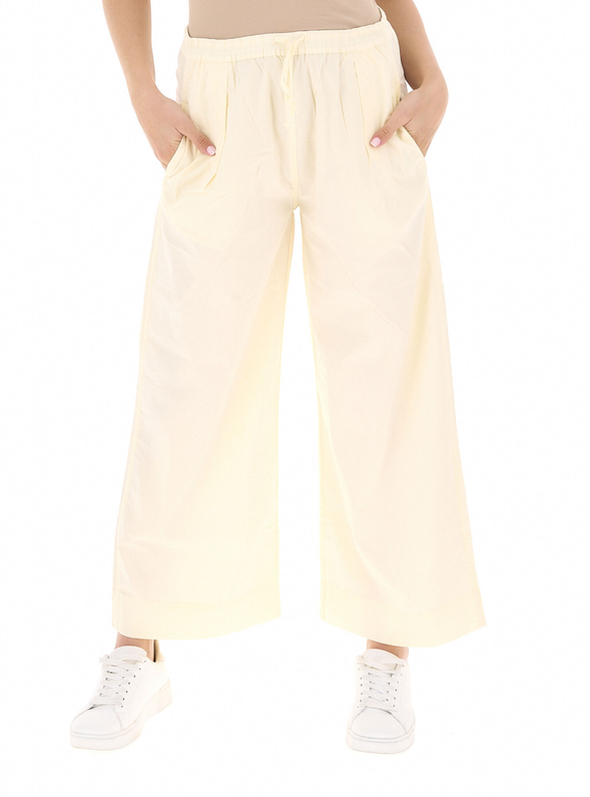 Pantalone misto cotone CREMA L