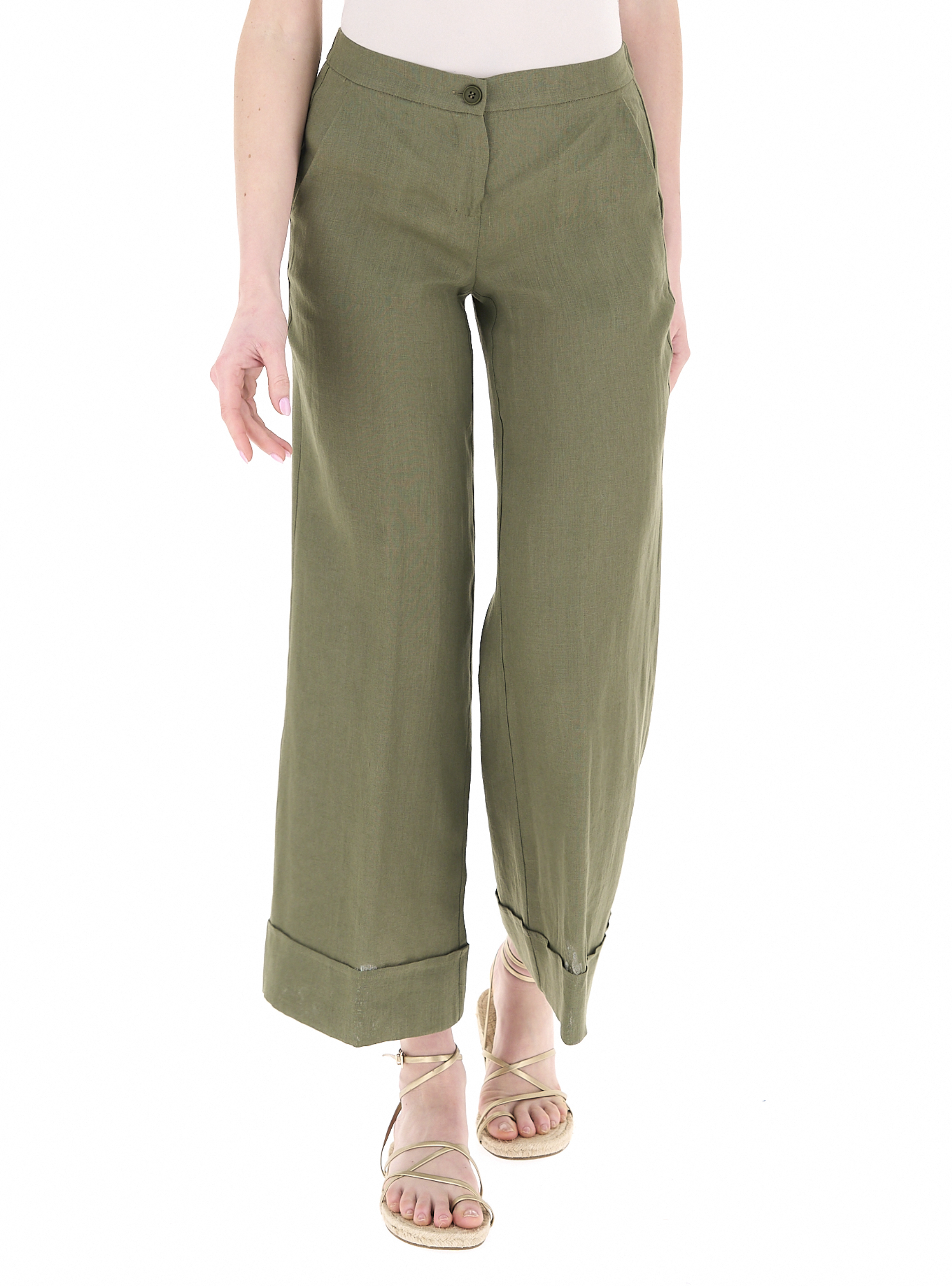 Pantalone in lino VERDE OLIVA