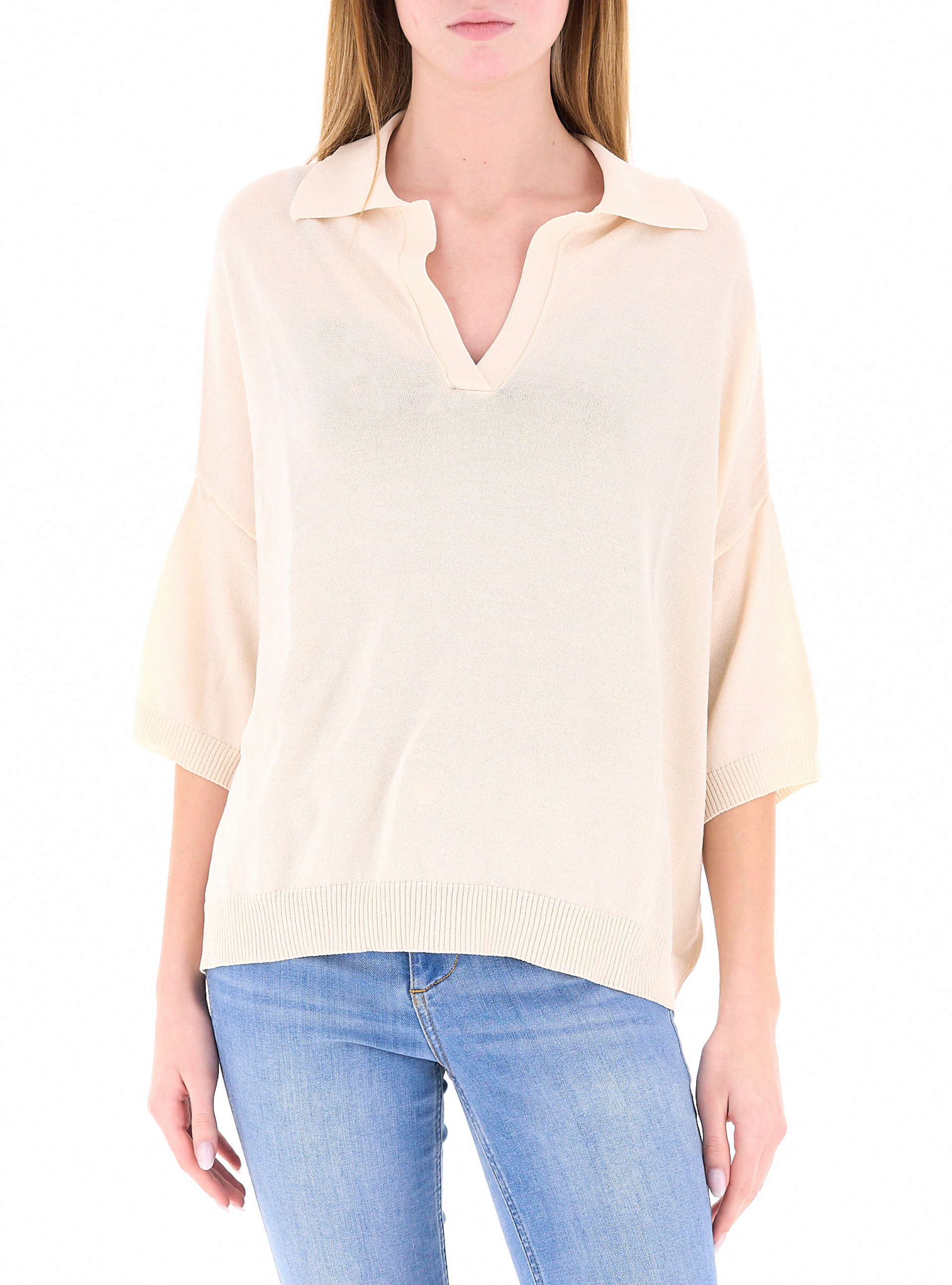 VICOLO Maglia con colletto BURRO